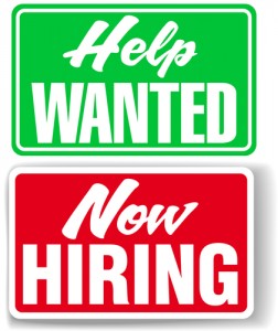 Help Wanted, Now Hiring signs