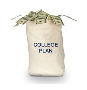 Bag of money for college plan