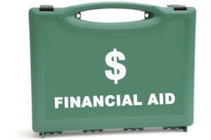 Green box with financial aid and dollar sign