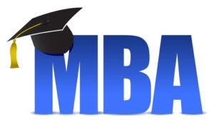 Graduation cap with tassel over MBA