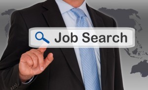 Person pointing at job search