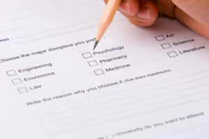 Using a pencil to choose a major on questionnaire