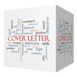 Cover letter 3D cube word cloud concept with great terms