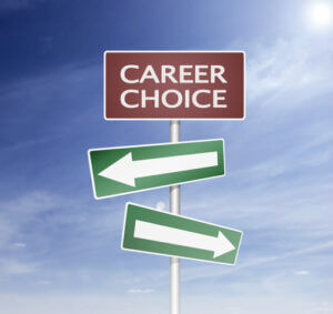 Direction sign and board with career choice way