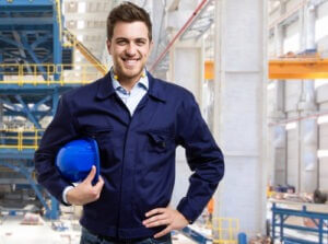 Portrait of a smiling engineer in a construction site