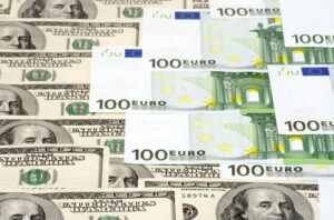 Dollar and euro banknotes background