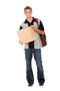 Teens: Student carries stuff for dorm room