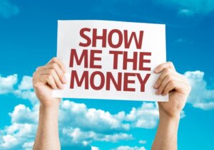 Show Me The Money card with sky background