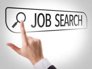 job search written in search bar on virtual screen