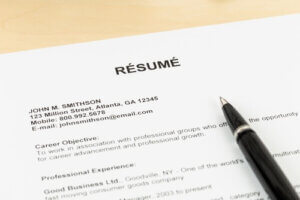Resume with pen on table closeup courtesy of Shutterstock.com