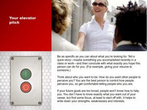 Networking with an elevator pitch